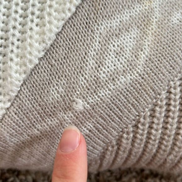 Vintage Chevron Longsleeve Womens Petite Cream Beige Sweater - Picture 10 of 14